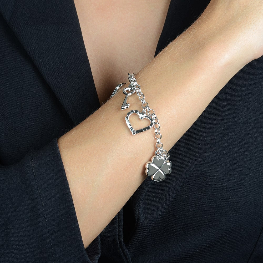 Pulseira em Ouro Branco Elo Português com Berloques – Bellorie