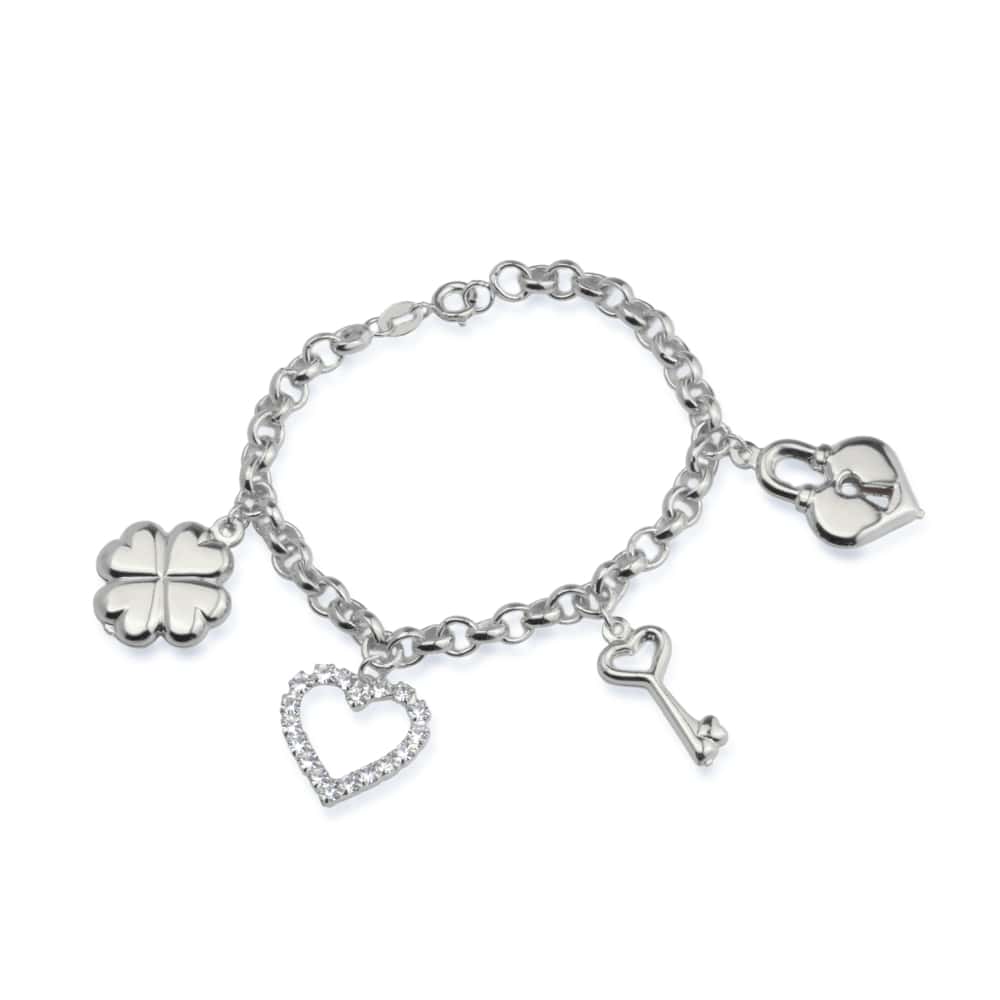 Pulseira em Ouro Branco Elo Português com Berloques – Bellorie
