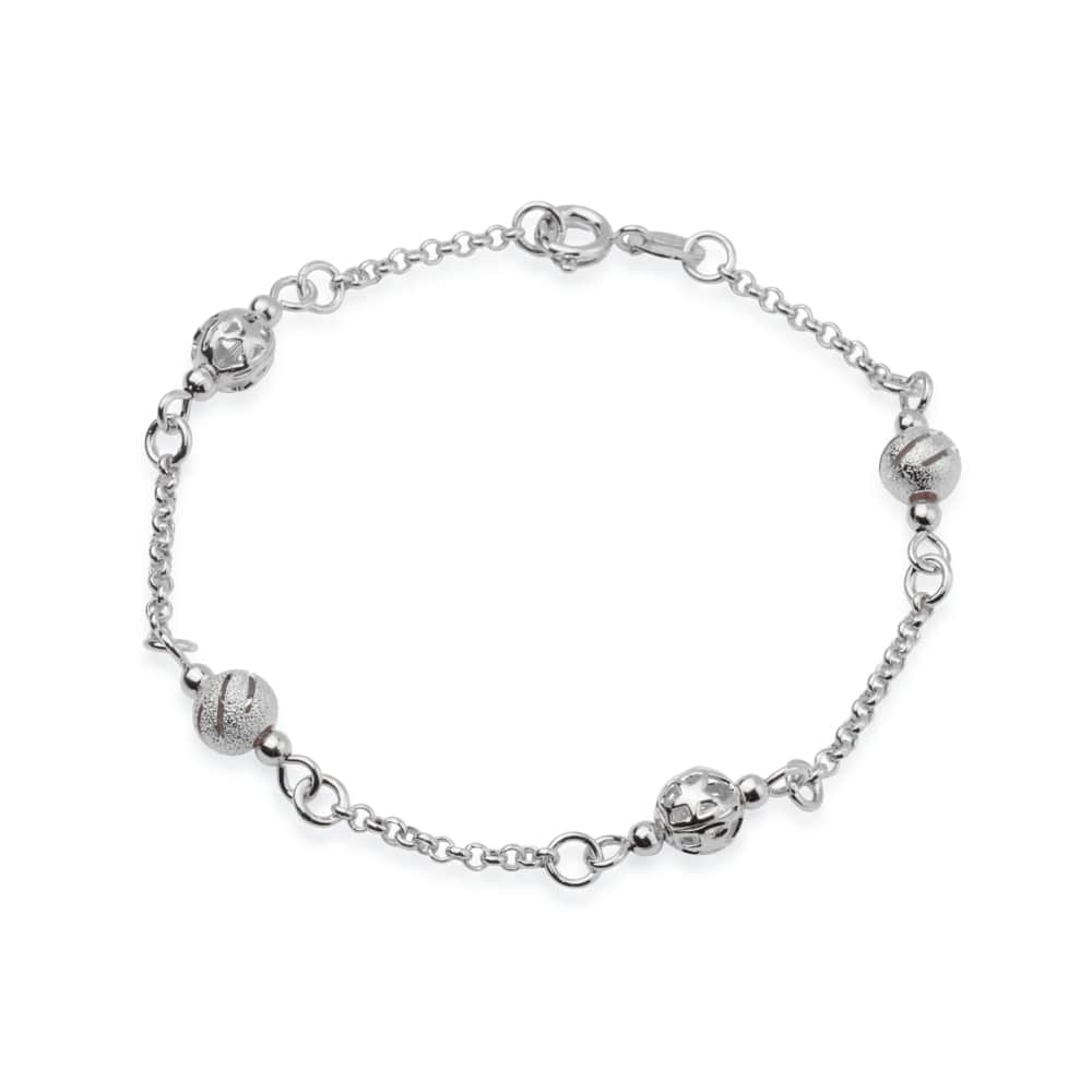 Pulseira em Ouro Branco Elo Português com Esferas – Bellorie