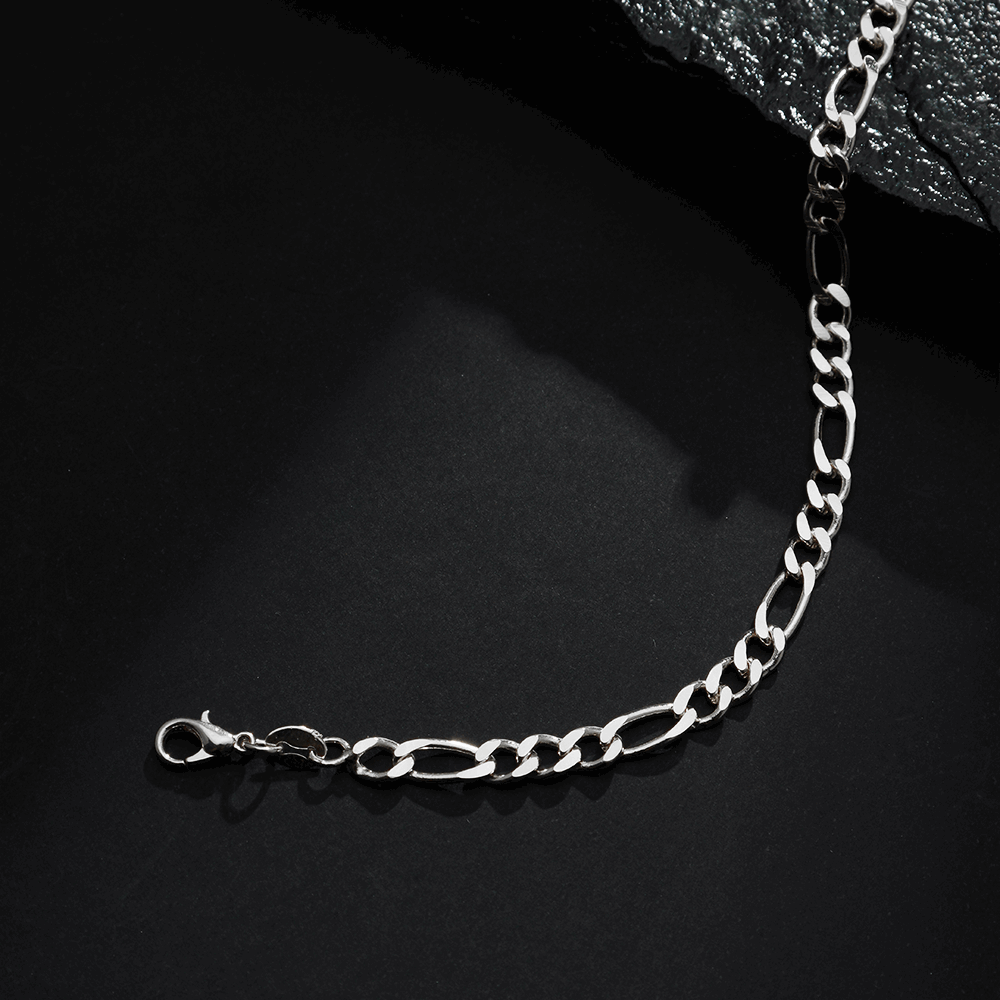 Pulseira Masculina em Ouro Branco Elo 3 por 1 – 5mm – Bellorie