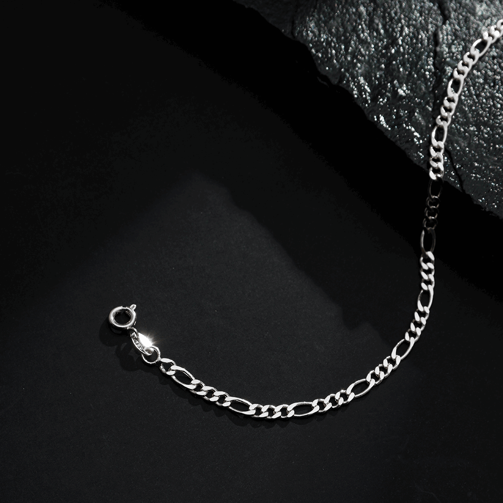 Pulseira Masculina em Ouro Branco Elo 3 por 1 – 4mm – Bellorie