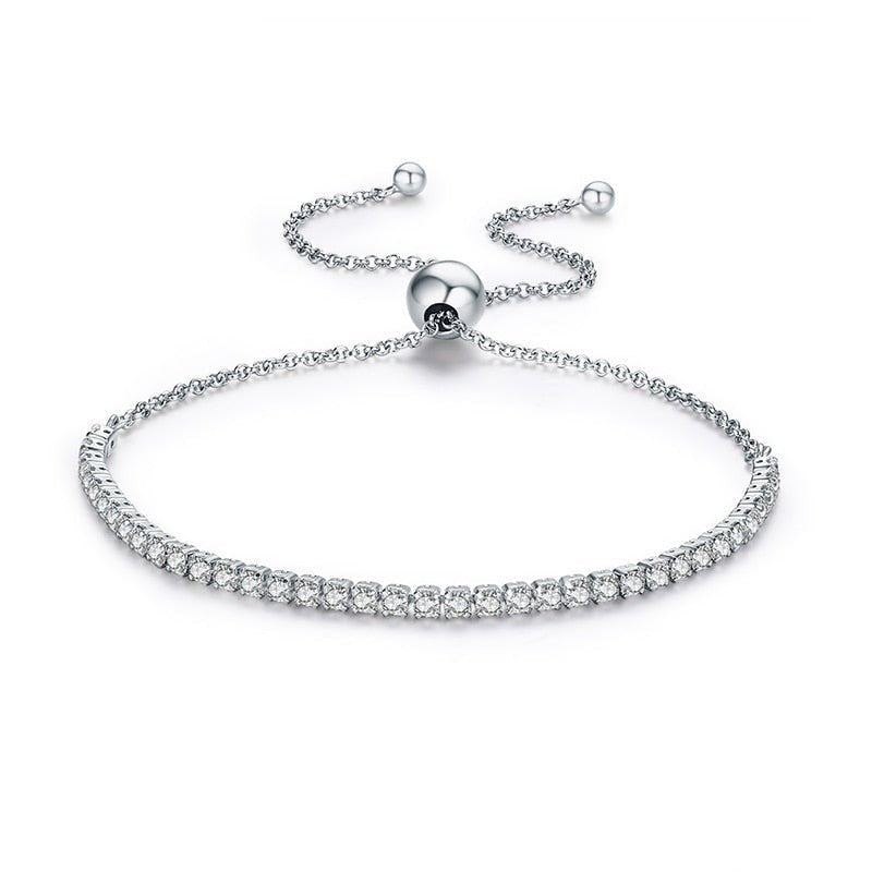 Pulseira Regulável Trendy com Zircônias em Prata | BELLORIE