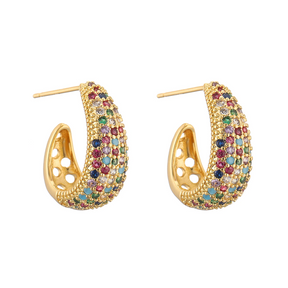 Brinco Meia Argola Cravejada com Zircônias | BELLORIE