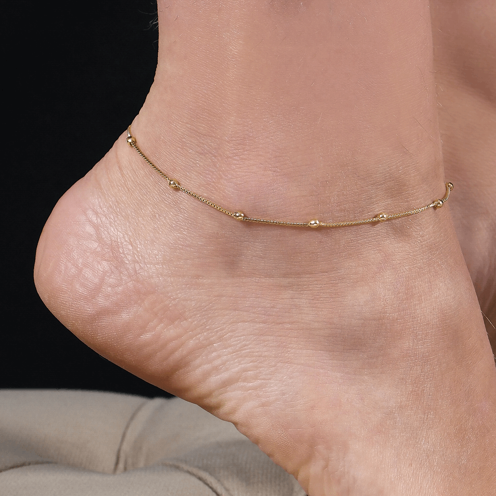 Tornozeleira em Ouro 24K de Bolinhas – Bellorie