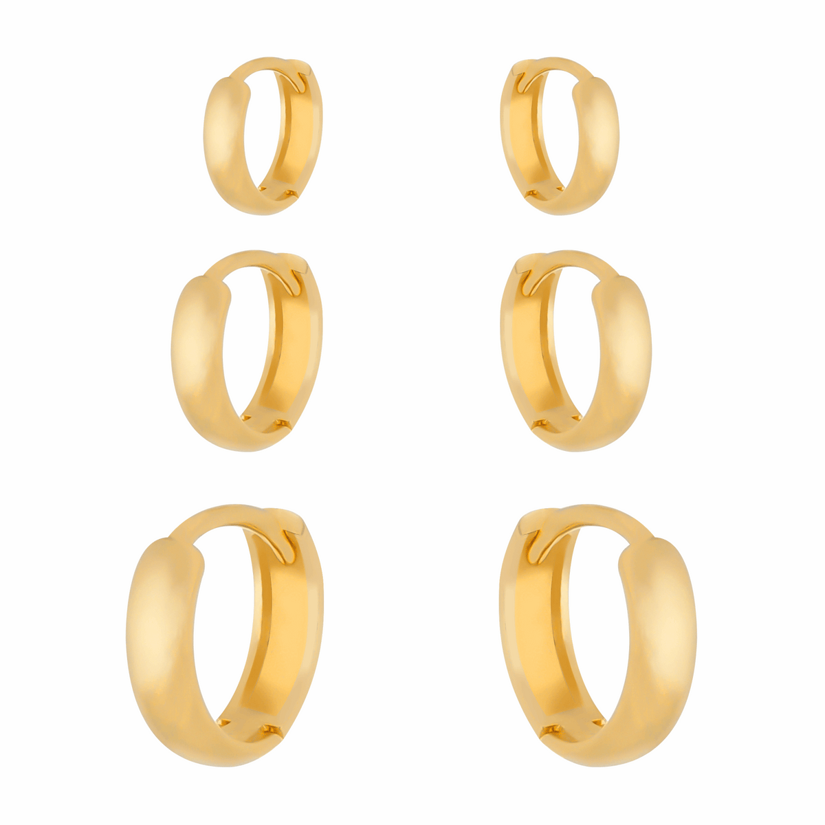 Trio em Ouro 24K de Argolinhas – Bellorie