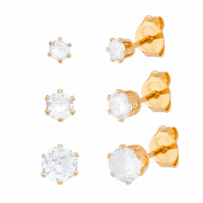 Trio em Ouro 24K Ponto de Luz em Zircônia – Bellorie
